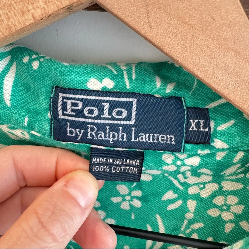 Polo Ralph Lauren‎ Green Floral Short Sleeve Polo Shirt XL